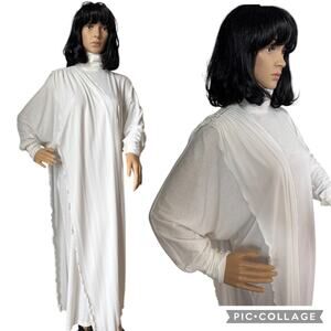 NWT Marcy & Co 1970s–80s White Rhinestone Caftan Gown with Sash medium